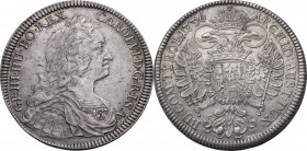 Austria. Karl VI (1711-1740). AR Reichstaler 1736, Hall mint. Dav. 1062; Herinek 451. AR. 28.40 g. 43.00 mm. About EF/EF.