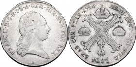 Austria. Franz II (1792-1835). AR Taler 1796 A, Austrian Netherlands, Wien mint. Dav. 1180; KM 62.1. AR. 29.39 g. 40.00 mm. About VF/VF.