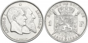 Belgium. Leopold II (1865-1909). AR Frank 1880, for the 50° anniversary of Independence. KM 38. AR. 23.50 mm. About EF.