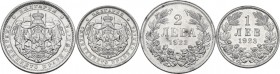 Bulgaria. Boris III (1918-1943). Lot of two (2) AL coins: 2 Leva and Lev 1923. KM 35, 36. AL. PROOF.