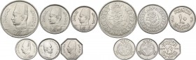 Egypt. Lot of six (6) AR/CU-NI coins: 10 Piastres 1939 (Farouk), 5 Piastres 1937 (Farouk), 10 Milliemes 1941 (Farouk), 2 1/2 Milliemes (Fuad I), 2 Mil...