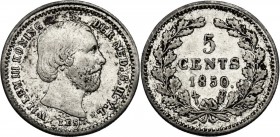 Netherlands. William III (1849-1890). AR 5 Cents 1850. KM 91. AR. 12.00 mm. good VF.