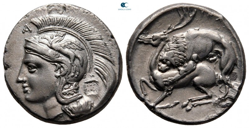 Lucania. Velia circa 280 BC. 
Didrachm AR

20 mm, 7,39 g

Head of Athena le...