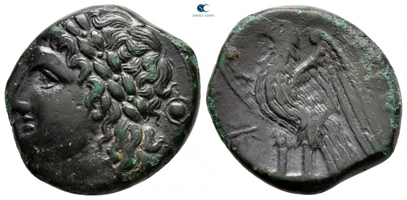 Sicily. Syracuse. Hiketas II 287-278 BC. 
Bronze Æ

22 mm, 7,21 g

Laureate...