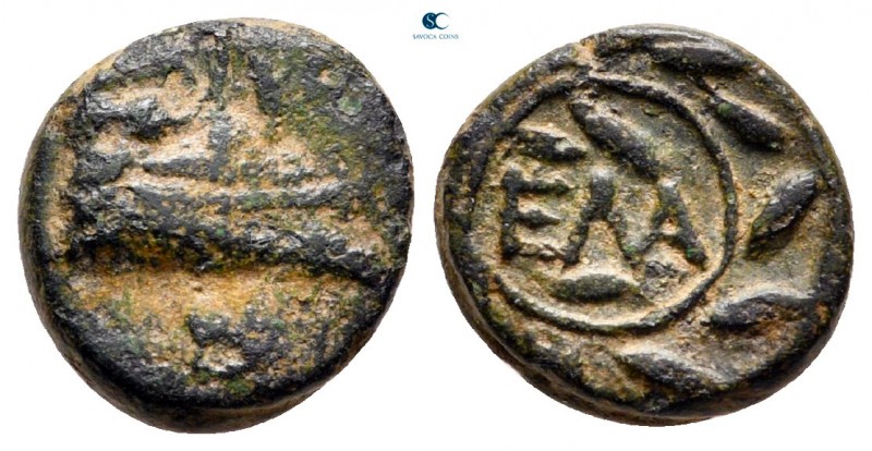 Thrace. Elaios circa 330-280 BC. 
Bronze Æ

11 mm, 1,47 g

Prow right / EΛA...