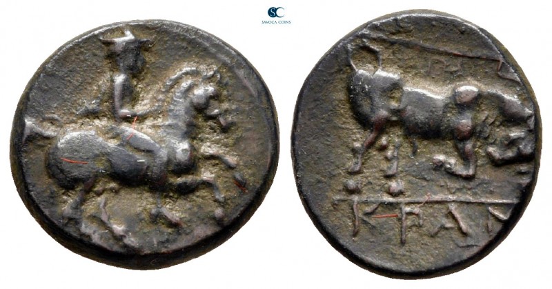 Thessaly. Krannon circa 350-300 BC. 
Chalkous Æ

14 mm, 2,21 g

Cavalryman,...