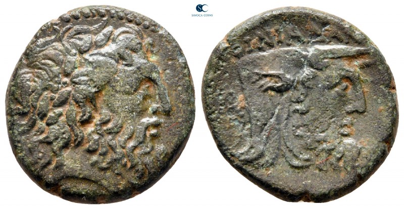 Akarnania. Oiniadai circa 219-211 BC. 
Tetrachalkon Æ

20 mm, 6,50 g

Laure...