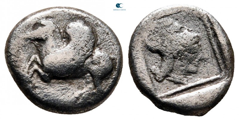 Corinthia. Corinth circa 515-500 BC. 
Drachm AR

13 mm, 2,47 g

Pegasos fly...