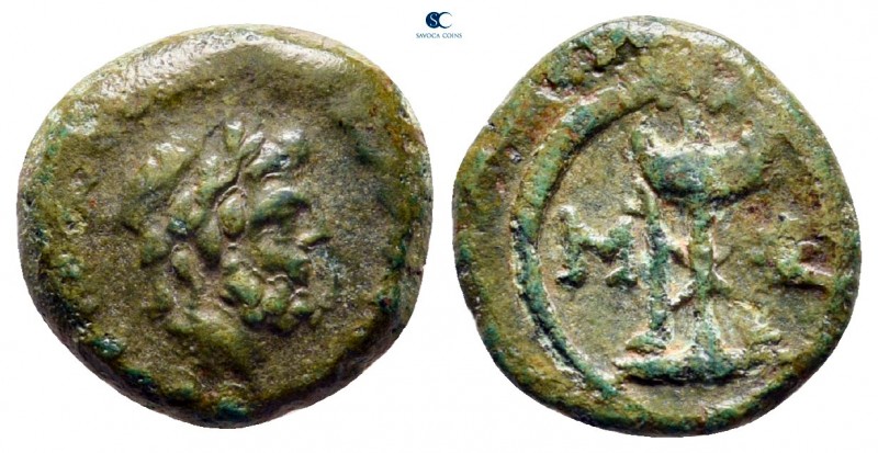 Messenia. Messene circa 35-30 BC. 
Bronze Æ

12 mm, 1,98 g

Laureate head o...
