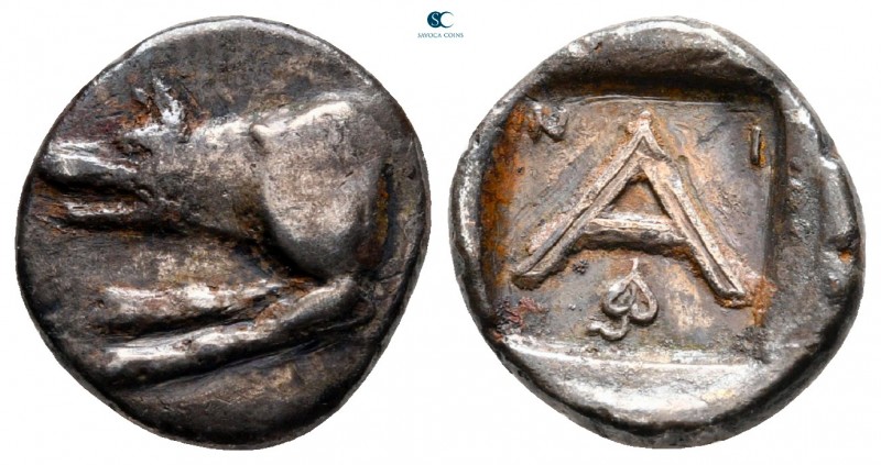 Argolis. Argos circa 330-270 BC. 
Triobol AR

13 mm, 2,44 g

Forepart of wo...