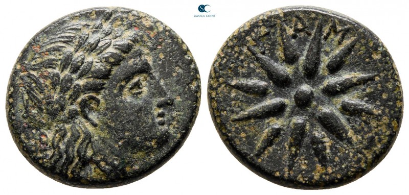 Mysia. Gambrion after circa 350 BC. 
Bronze Æ

16 mm, 4,53 g

Laureate head...