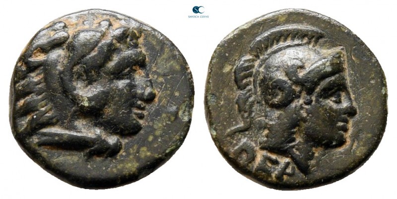 Mysia. Pergamon circa 310-282 BC. 
Bronze Æ

9 mm, 0,76 g

Head of Herakles...