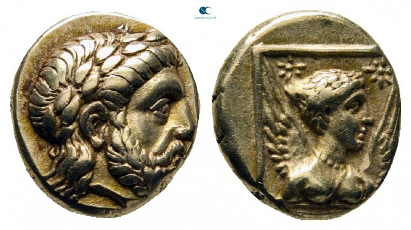Lesbos. Mytilene circa 377-326 BC. 
Hekte EL

9 mm, 2,54 g

Laureate head o...