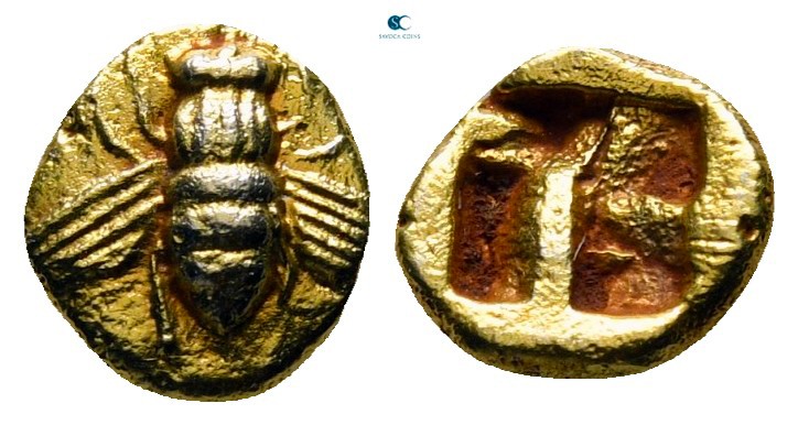 Ionia. Ephesos circa 550-500 BC.
1/24 Stater EL

7 mm, 0,47 g

Bee / Quadri...