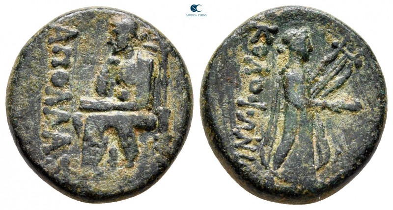 Ionia. Kolophon circa 50 BC. Apollas, magistrat
Bronze Æ

18 mm, 5,23 g

ΑΠ...