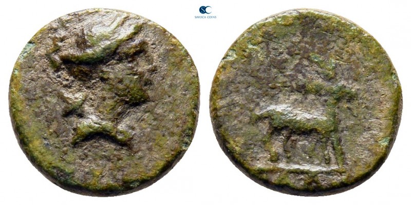 Caria. Amyzon circa 200-100 BC. 
Bronze Æ

10 mm, 1,04 g

Bust of Artemis r...