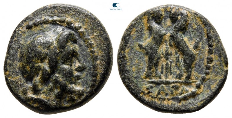 Pisidia. Sagalassos circa 100-27 BC. 
Bronze Æ

14 mm, 2,91 g

Laureate hea...