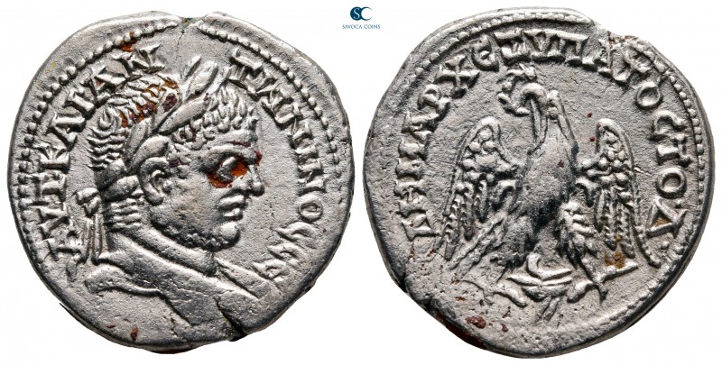 Phoenicia. Berytus. Caracalla AD 198-217. 
Tetradrachm AR

26 mm, 11,49 g

...