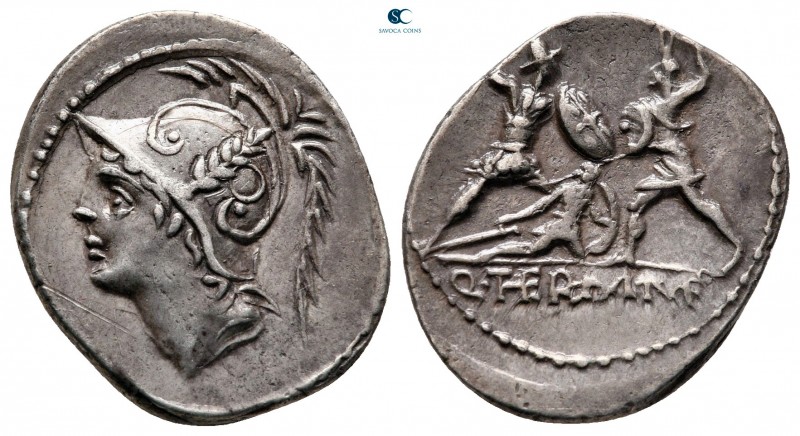 Q. Thermus M.f 103 BC. Rome
Denarius AR

22 mm, 3,87 g

Helmeted head of Ma...