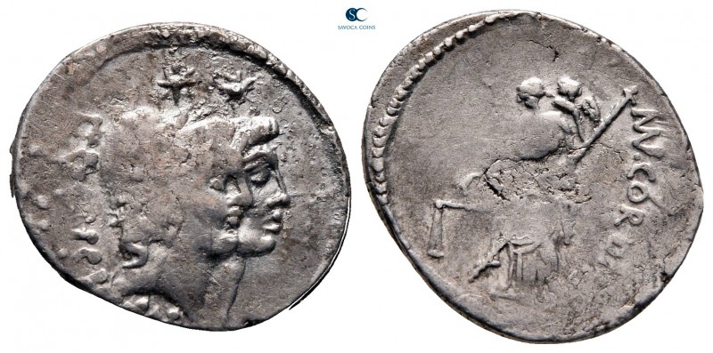 Mn. Cordius Rufus 46 BC. Rome
Denarius AR

20 mm, 3,32 g

Jugate heads of D...