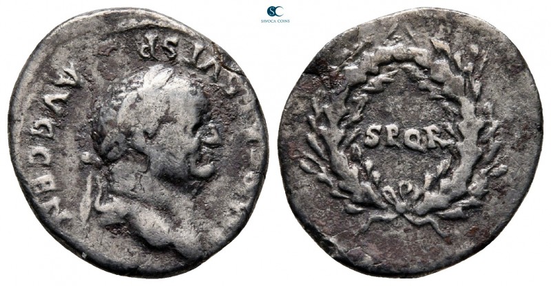 Vespasian AD 69-79. Rome
Denarius AR

18 mm, 2,81 g

[IMP CAES] VESP AVG CE...
