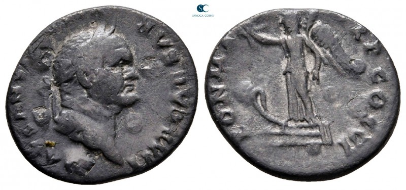 Vespasian AD 69-79. Rome
Denarius AR

17 mm, 2,53 g

IMP CAESAR [VESPASIANV...