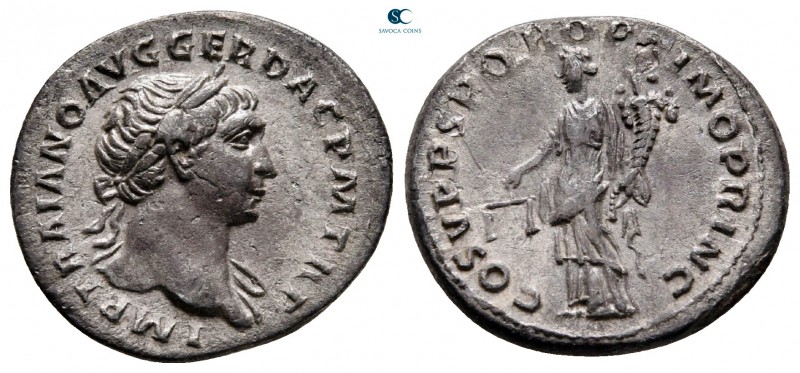 Trajan AD 98-117. Rome
Denarius AR

17 mm, 2,64 g

IMP TRAIANO AVG GER DAC ...