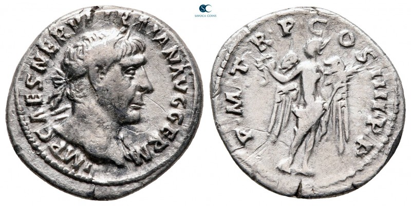 Trajan AD 98-117. Struck AD 102. Rome
Denarius AR

18 mm, 3,23 g

IMP CAES ...
