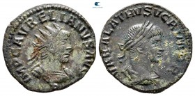 Aurelian and Vabalathus AD 270-275. Antioch. Billon Antoninianus