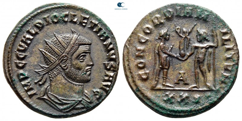 Diocletian AD 284-305. Cyzicus
Antoninianus Æ

21 mm, 4,64 g

IMP C C VAL D...