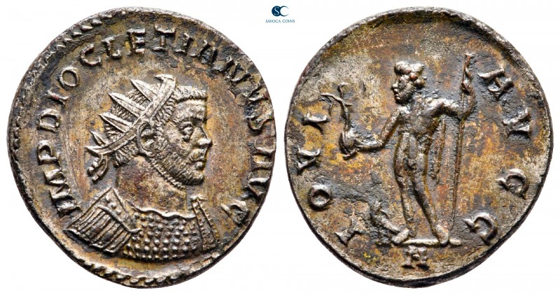 Diocletian AD 284-305. Lugdunum (Lyon)
Radiatus Æ

22 mm, 3,59 g

IMP DIOCL...