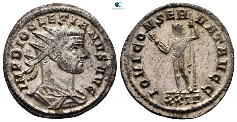 Diocletian AD 284-305. Rome
Antoninianus Æ silvered

22 mm, 3,44 g

IMP DIO...