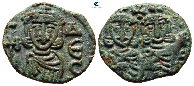 Constantine V Copronymus, with Leo IV AD 741-775. Syracuse
Follis or 40 Nummi Æ...
