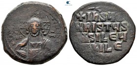 Basil II Bulgaroktonos, with Constantine VIII AD 976-1025. Uncertain mint, possibly Thessalonica. Anonymous Follis Æ