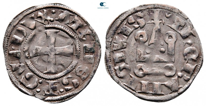 Guy II de la Roche AD 1287-1308. 
Denier Tournois BI

19 mm, 0,81 g

+ :GVI...