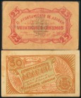 ABARAN (MURCIA). 25 Céntimos y 50 Céntimos. (1938ca). (González: 16, 17). Inusuales. MBC.