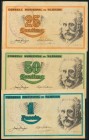 ALBAIDA (VALENCIA). 25 Céntimos, 50 Céntimos y 1 Peseta. (1938ca). (González: 144/46). Rara serie completa. MBC+/MBC.