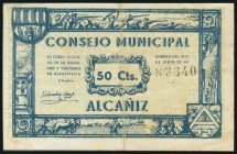 ALCAÑIZ (TERUEL). 50 Céntimos. Junio 1937. (González: 297). MBC.