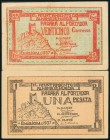 ALHAMA DE MURCIA (MURCIA). 25 Céntimos y 1 Peseta. 1937. Series B y E, respectivamente. (González: 495, 496). Inusuales. SC/MBC.
