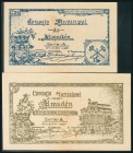 ALMADEN (CIUDAD REAL). 25 Céntimos y 50 Céntimos. 1937. Serie A, ambos. (González: 535, 536). Inusuales. MBC+/SC-.