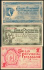 BADAJOZ. 25 Céntimos, 50 Céntimos y 1 Peseta. 1 de Octubre de 1937. Series A, B y C, respectivamente (el 25 Céntimos sin numeración). (González: 834/3...