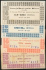 BETEREA (VALENCIA). 25 Céntimos, 50 Céntimos, 1 Peseta y 2 Pesetas. 1 de Agosto de 1937. (González: 1199/02). Rarísima serie completa. SC/MBC.