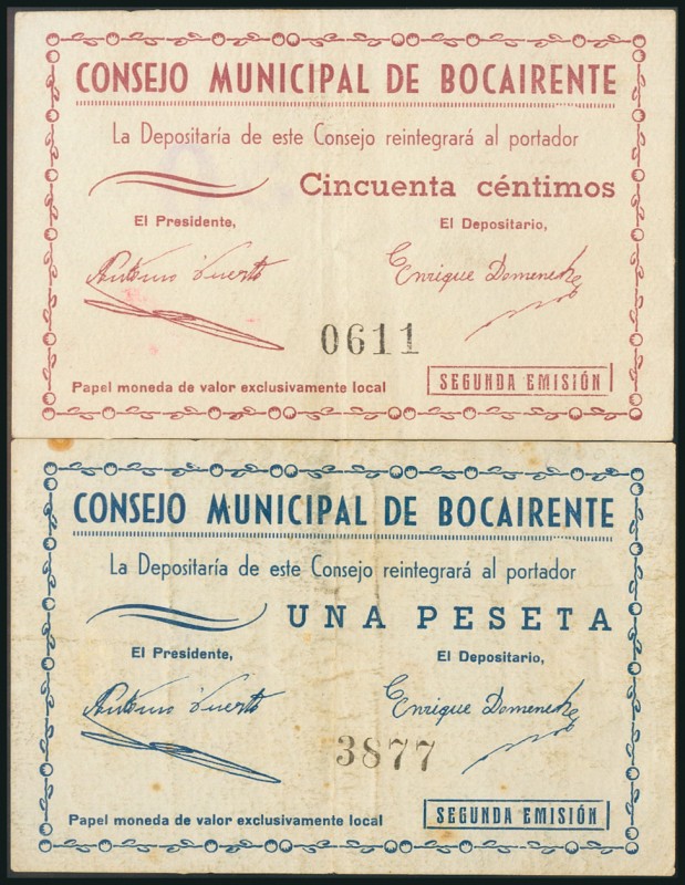 BONETE (ALBACETE). 25 Céntimos, 50 Céntimos y 1 Peseta. (1938ca). Sin numeración...