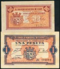 CASPE (ZARAGOZA). 50 Céntimos y 1 Peseta. (1938ca). (González: 1738/39). MBC/MBC+.