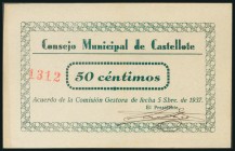 CASTELLOTE (TERUEL). 50 Céntimos. 5 de Septiembre de 1937. (González: 1792). Inusual. EBC+.