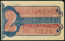 CIEZA (MURCIA). 2 Pesetas. (1938ca). Serie A. (González: 1963). Raro. EBC-.