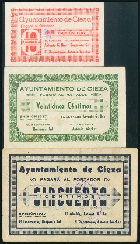 CIEZA (MURCIA). 10 Céntimos, 25 Céntimos y 50 Céntimos. 1937. (González: 1964/66...