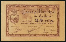 CULLERA (VALENCIA). 25 Céntimos. 6 de Diciembre de 1937. (González: 2170). Inusual. EBC.
