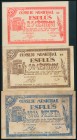 ESPLUS (HUESCA). 25 Céntimos, 50 Céntimos y 1 Peseta. 1 de Enero de 1938. (González: 2345, 2346, 2347). Inusuales. MBC+/MBC-.