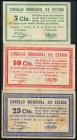 ESTADA (HUESCA). 5 Céntimos, 10 Céntimos y 25 Céntimos. 12 de Agosto de 1937. (González: 2348/50). Rara serie completa. MBC+.